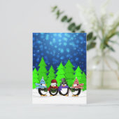 Cute Penguins Carolers Briefkaart (Staand voorkant)