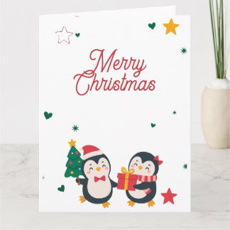 Cute Penguins Christmas card Kaart