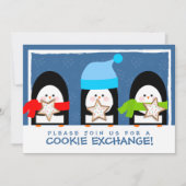 Cute Penguins Cookie Exchange Party Invitation Kaart (Voorkant)