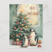 Cute penguins decorates Christmas tree, Christmas  Briefkaart (Voorkant)