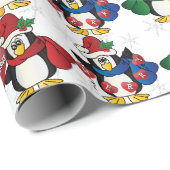 Cute Penguins die je een prettige kerst wensen Cadeaupapier (Rol Hoek)