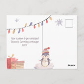 Cute Penguins die spelen in sneeuw Prettige feestd Briefkaart (Achterkant)