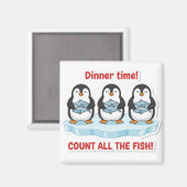 Cute Penguins Dinner Time Counting Fish Math Game  Magneet (Voorkant / Achterkant)
