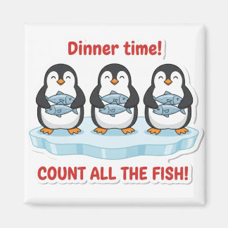 Cute Penguins Dinner Time Counting Fish Math Game  Magneet