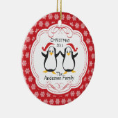 Cute Penguins Familie van 2 kerstsieraden Keramisch Ornament (Rechts)