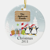 Cute Penguins Familie van 2 kerstsieraden Keramisch Ornament (Voorkant)