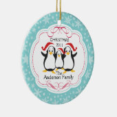 Cute Penguins Familie van 3 kerstversiering Keramisch Ornament (Rechts)