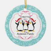 Cute Penguins Familie van 3 kerstversiering Keramisch Ornament (Voorkant)