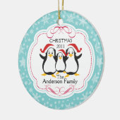 Cute Penguins Familie van 3 kerstversiering Keramisch Ornament (Links)