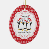 Cute Penguins Familie van 3 kerstversiering Keramisch Ornament (Rechts)