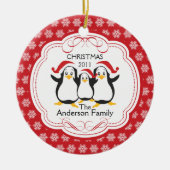 Cute Penguins Familie van 3 kerstversiering Keramisch Ornament (Voorkant)