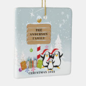Cute Penguins Familie van 3 kerstversiering Keramisch Ornament (Rechts)