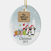 Cute Penguins Familie van 3 kerstversiering Keramisch Ornament (Rechts)
