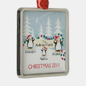 Cute Penguins Familie van 3 kerstversiering Metalen Ornament (Rechts)