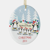 Cute Penguins Familie van 5 kerstversiering Keramisch Ornament (Rechts)