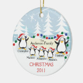 Cute Penguins Familie van 5 kerstversiering Keramisch Ornament (Links)