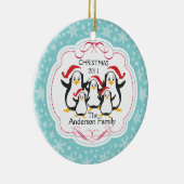 Cute Penguins Familie van 5 kerstversiering Keramisch Ornament (Rechts)