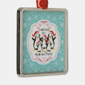 Cute Penguins Familie van 5 kerstversiering Metalen Ornament (Rechts)