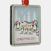 Cute Penguins Familie van 5 kerstversiering Metalen Ornament (Rechts)
