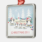 Cute Penguins Familie van 5 kerstversiering Metalen Ornament (Links)