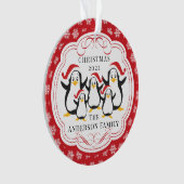 Cute Penguins Familie van 5 kerstversiering Ornament (voorkant)