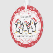 Cute Penguins Familie van 5 kerstversiering Ornament (voorkant)