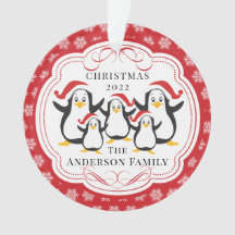 Cute Penguins Familie van 5 kerstversiering