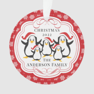 Cute Penguins Familie van 5 kerstversiering Ornament
