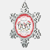 Cute Penguins Familie van 5 kerstversiering Tin Sneeuwvlok Ornament (Rechts)