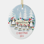 Cute Penguins Familie van 6 kerstversiering Keramisch Ornament (Rechts)
