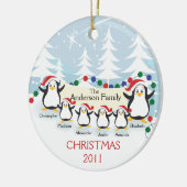 Cute Penguins Familie van 6 kerstversiering Keramisch Ornament (Links)
