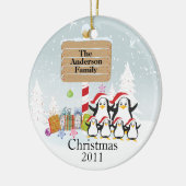 Cute Penguins Familie van 6 kerstversiering Keramisch Ornament (Links)