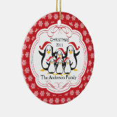 Cute Penguins Familie van 6 kerstversiering Keramisch Ornament (Rechts)