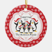 Cute Penguins Familie van 6 kerstversiering Keramisch Ornament (Voorkant)