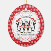 Cute Penguins Familie van 6 kerstversiering Keramisch Ornament (Links)