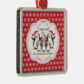Cute Penguins Familie van 6 kerstversiering Metalen Ornament (Rechts)