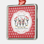 Cute Penguins Familie van 6 kerstversiering Metalen Ornament (Links)