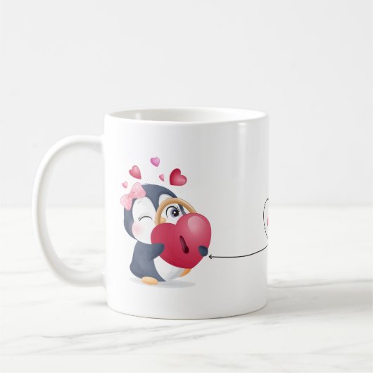Cute Penguins Gepersonaliseerd koffie-Mok Koffiemok (Links)