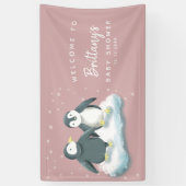 Cute Penguins Girl Winter Baby shower Spandoek (Verticaal)
