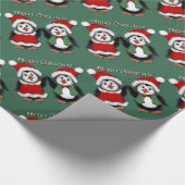 Cute Penguins Green Merry-kerstakelpapier Cadeaupapier (Hoek)