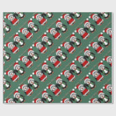 Cute Penguins Green Merry-kerstakelpapier Cadeaupapier (Vlak)