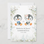 Cute Penguins Greenery Gender onthulling Baby show Kaart (Achterkant)