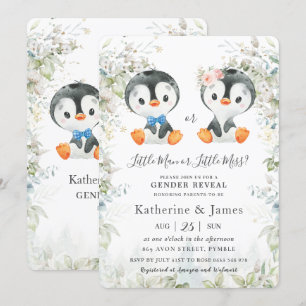Cute Penguins Greenery Gender onthulling Baby show Kaart