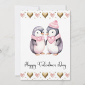 Cute Penguins Happy Valentines Day Feestdagenkaart (Voorkant)