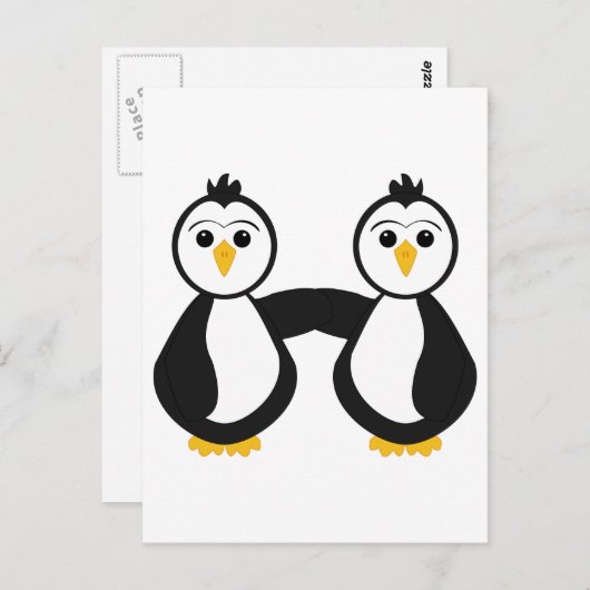 Cute Penguins Holding Hands Briefkaart (Voorkant / Achterkant)