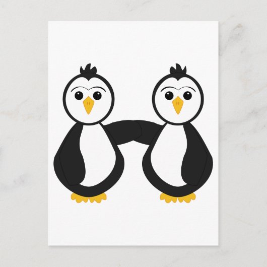 Cute Penguins Holding Hands Briefkaart (Voorkant)