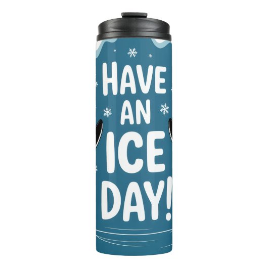 Cute Penguins Ice Skating Cartoon, Have an Ice Day Thermosbeker (Voorkant)