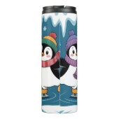 Cute Penguins Ice Skating Cartoon, Have an Ice Day Thermosbeker (Achterkant)