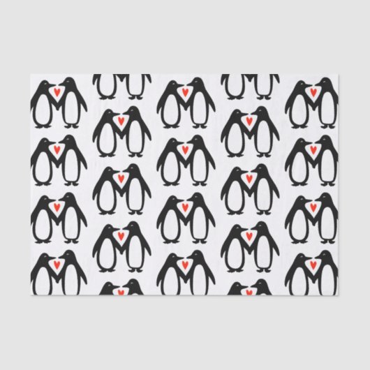 Cute Penguins in Love Valentijnsdag, Jubileum Tissuepapier (Voorkant)