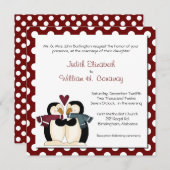 Cute Penguins in Love Wedding Invitation Kaart (Voorkant / Achterkant)